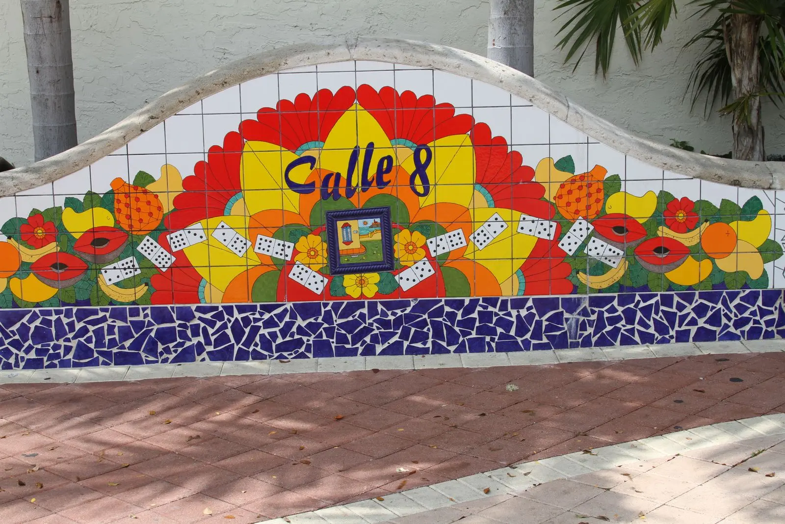 Colorful Calle 8 mosaic sign in Miami's Little Havana
